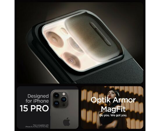 Чехол для мобильного телефона Spigen Apple iPhone 15 Pro Optik Armor MagFit Abyss Green (ACS06739), изображение 6 Чехол для мобильного телефона Spigen Apple iPhone 15 Pro Optik Armor MagFit Abyss Green (ACS06739), изображение 6