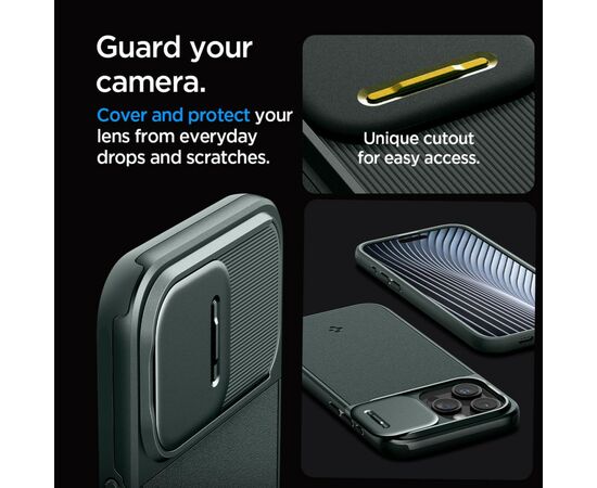 Чехол для мобильного телефона Spigen Apple iPhone 15 Pro Optik Armor MagFit Abyss Green (ACS06739), изображение 7 Чехол для мобильного телефона Spigen Apple iPhone 15 Pro Optik Armor MagFit Abyss Green (ACS06739), изображение 7