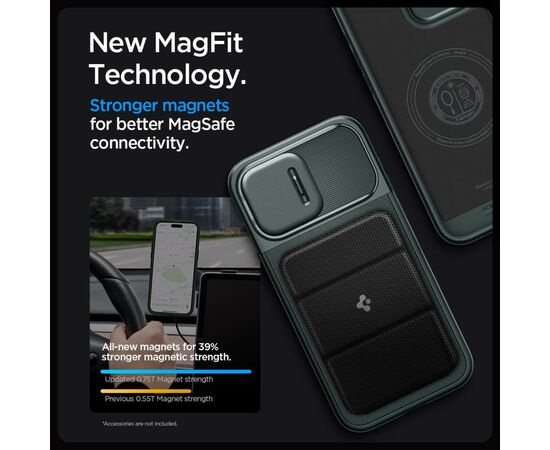 Чехол для мобильного телефона Spigen Apple iPhone 15 Pro Optik Armor MagFit Abyss Green (ACS06739), изображение 9 Чехол для мобильного телефона Spigen Apple iPhone 15 Pro Optik Armor MagFit Abyss Green (ACS06739), изображение 9