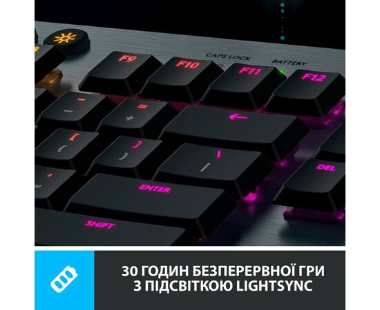Клавиатура Logitech G915 Lightspeed RGB Wireless RGB GL Linear UA Black (920-008962), изображение 12 Клавиатура Logitech G915 Lightspeed RGB Wireless RGB GL Linear UA Black (920-008962), изображение 12