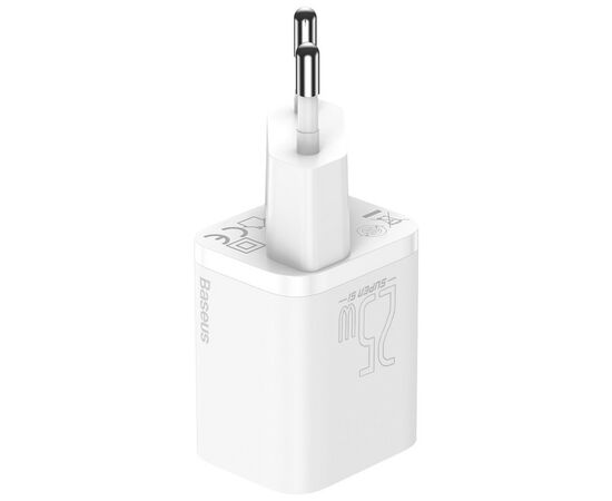 Зарядное устройство Baseus 1xUSB 25W (USB-C) + Cable Type-C white (TZCCSUP-L02), изображение 3 Зарядное устройство Baseus 1xUSB 25W (USB-C) + Cable Type-C white (TZCCSUP-L02), изображение 3