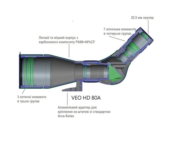 Подзорная труба Vanguard VEO HD 80A 20-60x80/45 WP (VEO HD 80A) (DAS301105), изображение 8 Подзорная труба Vanguard VEO HD 80A 20-60x80/45 WP (VEO HD 80A) (DAS301105), изображение 8
