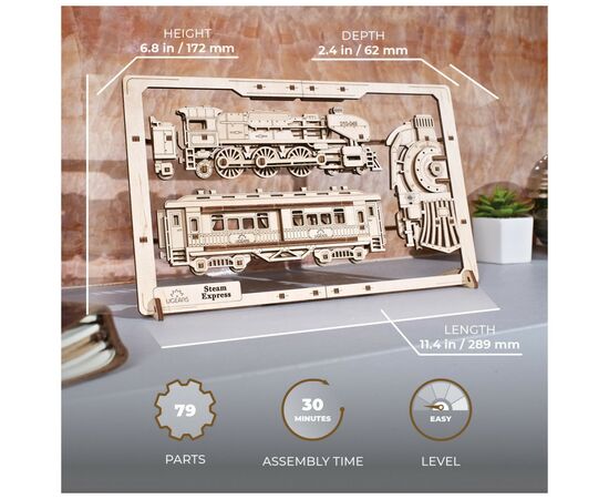 Конструктор Ugears Паровоз 2.5D (6337513), изображение 11 Конструктор Ugears Паровоз 2.5D (6337513), изображение 11