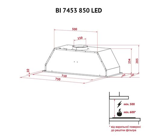 Витяжка кухонна Perfelli BI 7453 I 850 LED, зображення 12 Витяжка кухонна Perfelli BI 7453 I 850 LED, зображення 12