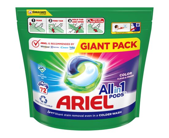 Капсулы для стирки Ariel Pods Все-в-1 Color 72 шт. (8001090725769), изображение 2 Капсулы для стирки Ariel Pods Все-в-1 Color 72 шт. (8001090725769), изображение 2