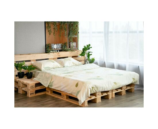 Постельное белье Ardesto Gloria сатин листья зеленый полуторный 160х220 (ART1622GY), изображение 2