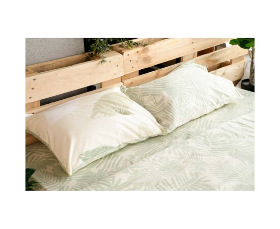 Постельное белье Ardesto Gloria сатин листья зеленый полуторный 160х220 (ART1622GY), изображение 5