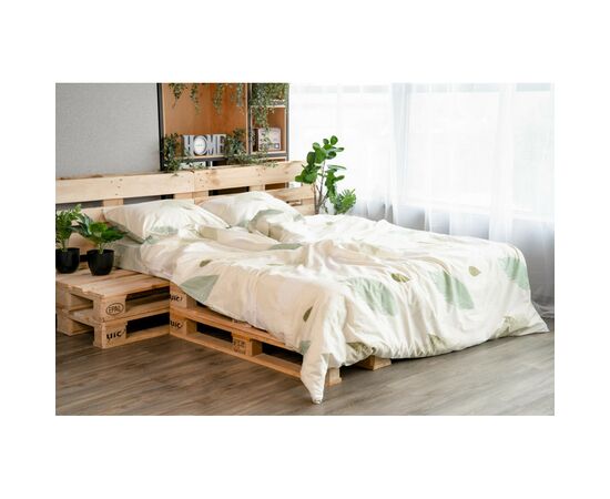 Постельное белье Ardesto Gloria сатин листья зеленый полуторный 160х220 (ART1622GY), изображение 6