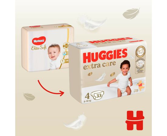 Подгузники Huggies Extra Care Size 4 (8-16 кг) 33 шт (5029053583143), изображение 4 Подгузники Huggies Extra Care Size 4 (8-16 кг) 33 шт (5029053583143), изображение 4