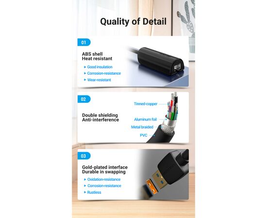 Переходник USB 3.0 to Ethernet RJ45 1000Mb black Vention (CEHBB), изображение 9 Переходник USB 3.0 to Ethernet RJ45 1000Mb black Vention (CEHBB), изображение 9