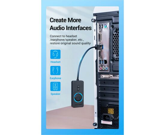 Звуковая плата Vention Audio USB 3х3,5mm jack 0.15m Volume Control (CDRBB), изображение 6 Звуковая плата Vention Audio USB 3х3,5mm jack 0.15m Volume Control (CDRBB), изображение 6