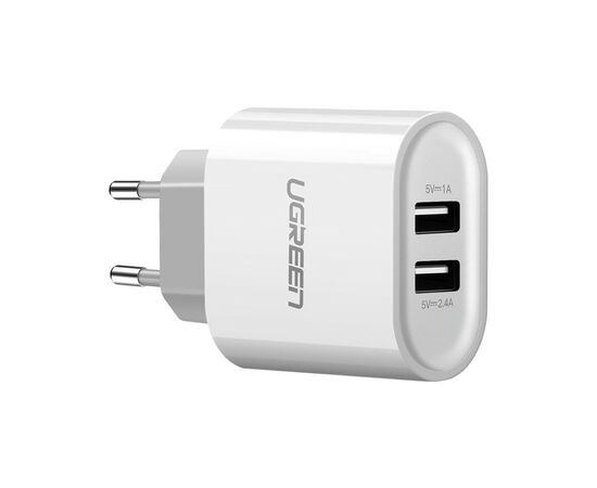 Зарядное устройство Ugreen CD104 2xUSB 3.4A Charger (White) (20384)