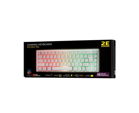 Клавиатура 2E GAMING KG360 RGB 68key Wireless White (2E-KG360UWT), изображение 11 Клавиатура 2E GAMING KG360 RGB 68key Wireless White (2E-KG360UWT), изображение 11