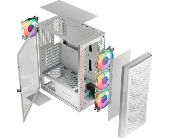 Корпус Logic concept ARAMIS MESH+GLASS ARGB fans 4x120mm WHITE (AT-ARAMIS-20-0000000-0002), зображення 11 Корпус Logic concept ARAMIS MESH+GLASS ARGB fans 4x120mm WHITE (AT-ARAMIS-20-0000000-0002), зображення 11