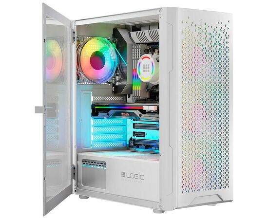 Корпус Logic concept ARAMIS MESH+GLASS ARGB fans 4x120mm WHITE (AT-ARAMIS-20-0000000-0002), зображення 12 Корпус Logic concept ARAMIS MESH+GLASS ARGB fans 4x120mm WHITE (AT-ARAMIS-20-0000000-0002), зображення 12