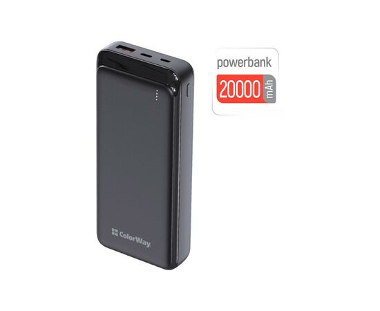 Батарея универсальная ColorWay 20 000 mAh Slim PD/20W, QC/3.0 USB-C/Micro-USB/USB-A Black (CW-PB200LPG3BK-PD), изображение 5 Батарея универсальная ColorWay 20 000 mAh Slim PD/20W, QC/3.0 USB-C/Micro-USB/USB-A Black (CW-PB200LPG3BK-PD), изображение 5