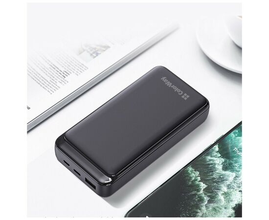 Батарея универсальная ColorWay 20 000 mAh Slim PD/20W, QC/3.0 USB-C/Micro-USB/USB-A Black (CW-PB200LPG3BK-PD), изображение 9 Батарея универсальная ColorWay 20 000 mAh Slim PD/20W, QC/3.0 USB-C/Micro-USB/USB-A Black (CW-PB200LPG3BK-PD), изображение 9