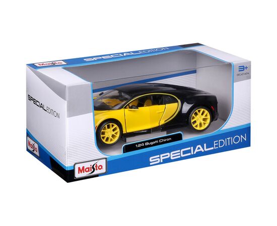 Машина Maisto Bugatti Chiron 1:24 Чорно-жовта (31514 black/yellow), зображення 3 Машина Maisto Bugatti Chiron 1:24 Чорно-жовта (31514 black/yellow), зображення 3