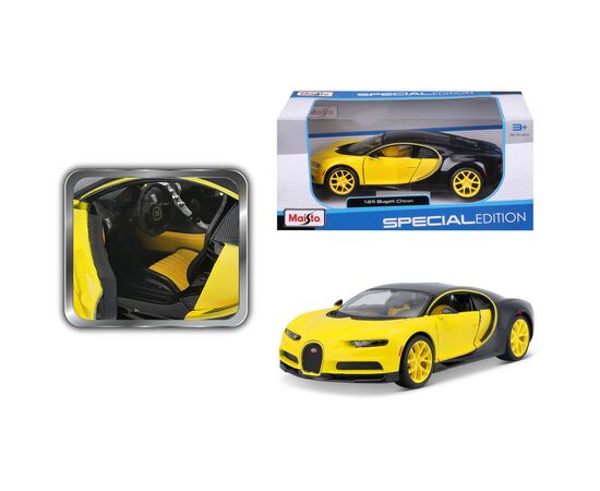 Машина Maisto Bugatti Chiron 1:24 Чорно-жовта (31514 black/yellow), зображення 4 Машина Maisto Bugatti Chiron 1:24 Чорно-жовта (31514 black/yellow), зображення 4