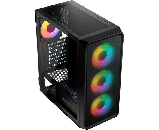 Корпус Logic concept PORTOS MESH+GLASS ARGB fans 4x120mm BLACK (AT-PORTOS-10-0000000-0002), зображення 4 Корпус Logic concept PORTOS MESH+GLASS ARGB fans 4x120mm BLACK (AT-PORTOS-10-0000000-0002), зображення 4