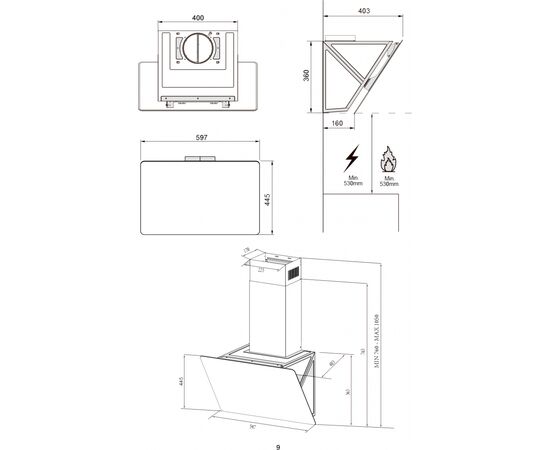 Вытяжка кухонная Interline FLOW WH A/60/GL/M, изображение 11 Вытяжка кухонная Interline FLOW WH A/60/GL/M, изображение 11
