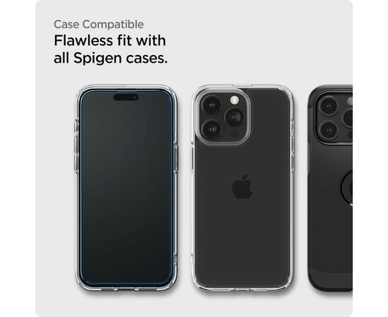 Стекло защитное Spigen Apple iPhone 15 Pro Max Glas.tR AlignMaster FC Black (2P) (AGL06875), изображение 11 Стекло защитное Spigen Apple iPhone 15 Pro Max Glas.tR AlignMaster FC Black (2P) (AGL06875), изображение 11