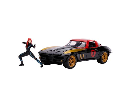 Машина Jada металлическая Марвел Мстители Chevrolet Corvette (1966) + фигурка Черной вдовы 1:24 (253225014)
