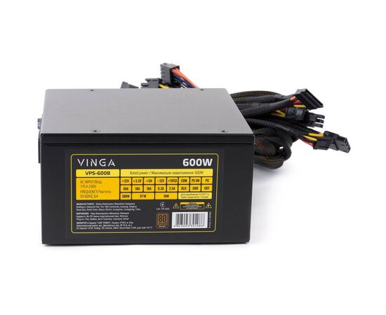 Блок питания Vinga 600W (VPS-600B), изображение 2 Блок питания Vinga 600W (VPS-600B), изображение 2