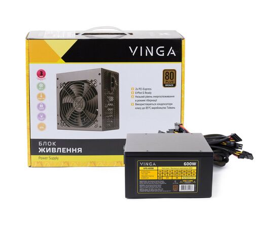 Блок питания Vinga 600W (VPS-600B), изображение 6 Блок питания Vinga 600W (VPS-600B), изображение 6