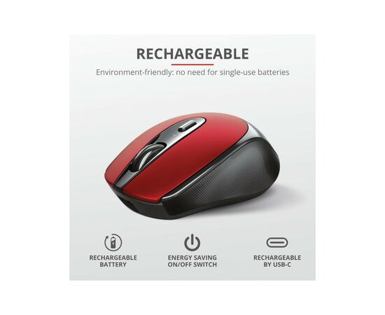 Мишка Trust Zaya Rechargeable Wireless Red (24019), зображення 9 Мишка Trust Zaya Rechargeable Wireless Red (24019), зображення 9