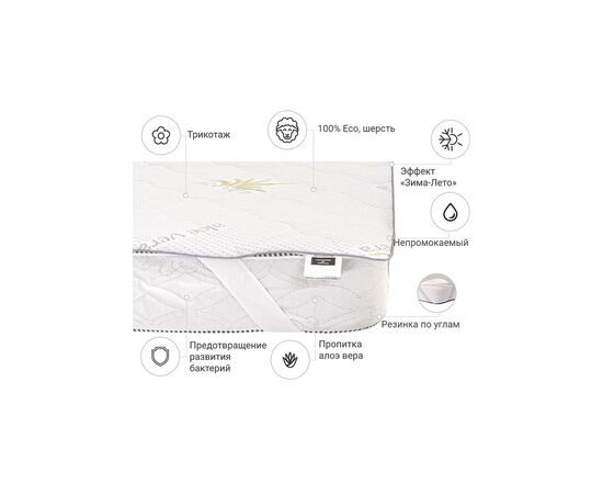 Наматрасник MirSon №1014 Alberto Wool Seasons Aloe Vera 140х200 см (2200001496439), изображение 2 Наматрасник MirSon №1014 Alberto Wool Seasons Aloe Vera 140х200 см (2200001496439), изображение 2
