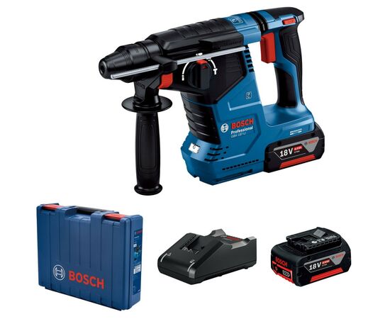 Перфоратор Bosch GBH 187-LI Professional 2*18 В 5 Ач, SDS-Plus, 2.4 Дж, 980 об/х (0.611.923.021)