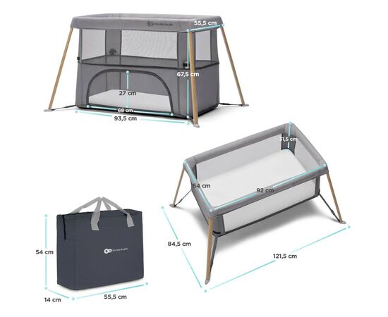 Кроватка Kinderkraft манеж 2 в 1 Movi Grey Wooden (5902533918454), изображение 11