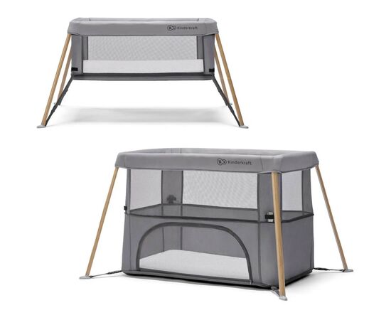Кроватка Kinderkraft манеж 2 в 1 Movi Grey Wooden (5902533918454), изображение 2