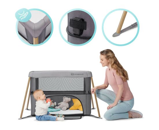 Кроватка Kinderkraft манеж 2 в 1 Movi Grey Wooden (5902533918454), изображение 9