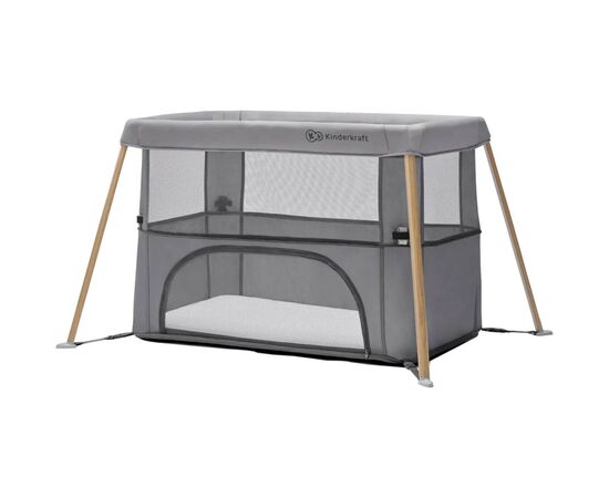 Ліжечко Kinderkraft манеж 2 в 1 Movi Grey Wooden (5902533918454)