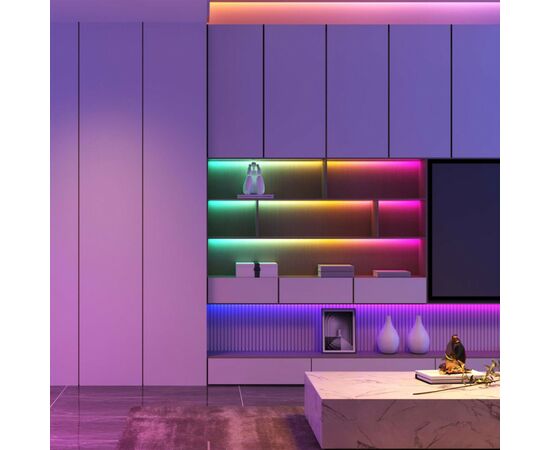 Светодиодная лента Govee RGBIC Basic Wi-Fi + Bluetooth LED Strip Light With Protective Coating 5м Білий (H619A3D1), изображение 4 Светодиодная лента Govee RGBIC Basic Wi-Fi + Bluetooth LED Strip Light With Protective Coating 5м Білий (H619A3D1), изображение 4