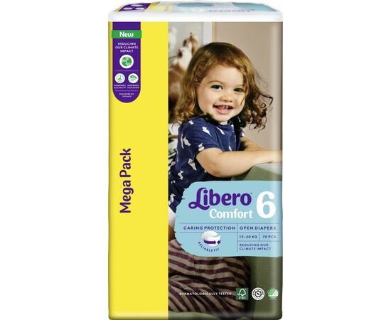 Подгузник Libero Comfort 6 13-20 кг 70 шт (7322541083414), изображение 2 Подгузник Libero Comfort 6 13-20 кг 70 шт (7322541083414), изображение 2