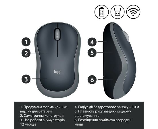Мышка Logitech M185 swift grey (910-002238), изображение 4 Мышка Logitech M185 swift grey (910-002238), изображение 4