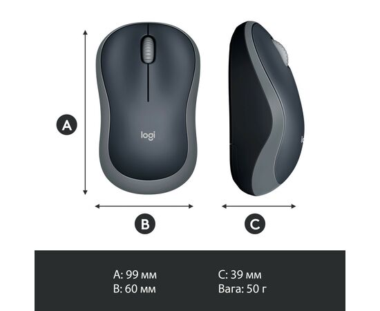 Мышка Logitech M185 swift grey (910-002238), изображение 9 Мышка Logitech M185 swift grey (910-002238), изображение 9