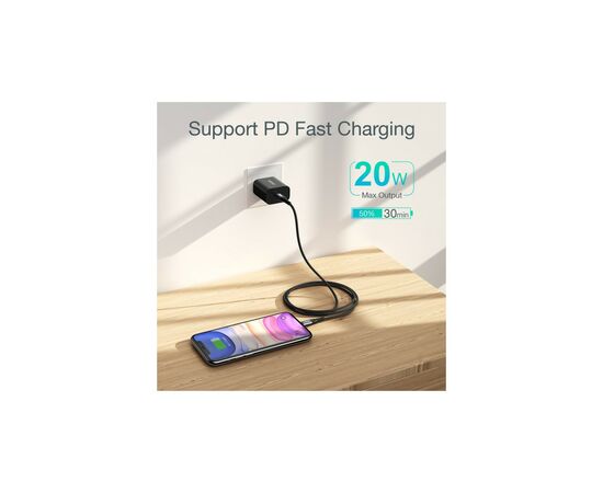 Дата кабель USB-C to Lightning 2.0m MFI Choetech (IP0041-BK), изображение 8 Дата кабель USB-C to Lightning 2.0m MFI Choetech (IP0041-BK), изображение 8