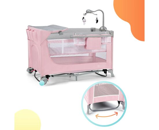 Кроватка Kinderkraft манеж с пеленатором Leody Pink (5902533917945), изображение 10 Кроватка Kinderkraft манеж с пеленатором Leody Pink (5902533917945), изображение 10