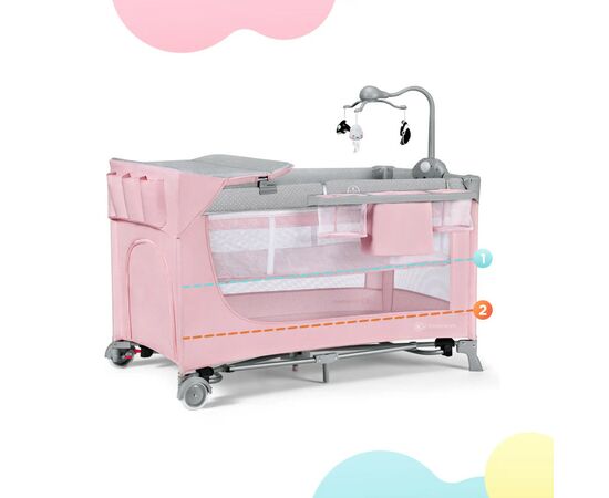 Кроватка Kinderkraft манеж с пеленатором Leody Pink (5902533917945), изображение 7 Кроватка Kinderkraft манеж с пеленатором Leody Pink (5902533917945), изображение 7