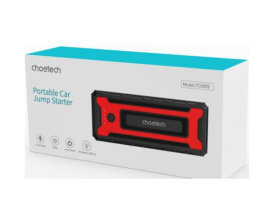 Пуско зарядное устройство Choetech 16000mAh Car Jump Starter, USB-C/UAB-A/QC18W, Flashlight (TC0009), изображение 4 Пуско зарядное устройство Choetech 16000mAh Car Jump Starter, USB-C/UAB-A/QC18W, Flashlight (TC0009), изображение 4