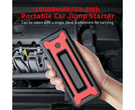Пуско зарядное устройство Choetech 16000mAh Car Jump Starter, USB-C/UAB-A/QC18W, Flashlight (TC0009), изображение 8 Пуско зарядное устройство Choetech 16000mAh Car Jump Starter, USB-C/UAB-A/QC18W, Flashlight (TC0009), изображение 8
