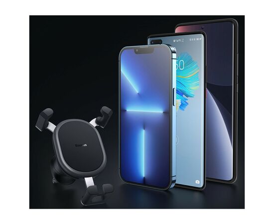 Универсальный автодержатель Baseus 4.7-6.7" Gravity Drive (на решетку) black (SUWX000001), изображение 9 Универсальный автодержатель Baseus 4.7-6.7" Gravity Drive (на решетку) black (SUWX000001), изображение 9