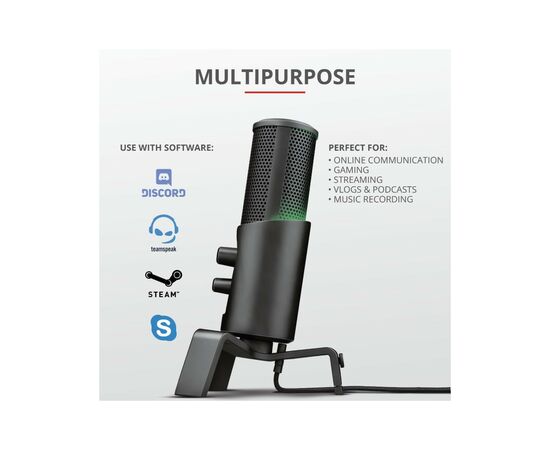 Мікрофон Trust GXT 258 Fyru USB 4-in-1 Streaming Microphone Black (23465), зображення 10 Мікрофон Trust GXT 258 Fyru USB 4-in-1 Streaming Microphone Black (23465), зображення 10