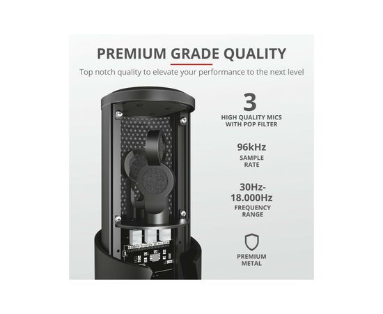 Мікрофон Trust GXT 258 Fyru USB 4-in-1 Streaming Microphone Black (23465), зображення 11 Мікрофон Trust GXT 258 Fyru USB 4-in-1 Streaming Microphone Black (23465), зображення 11