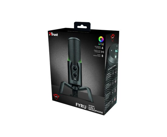 Мікрофон Trust GXT 258 Fyru USB 4-in-1 Streaming Microphone Black (23465), зображення 12 Мікрофон Trust GXT 258 Fyru USB 4-in-1 Streaming Microphone Black (23465), зображення 12