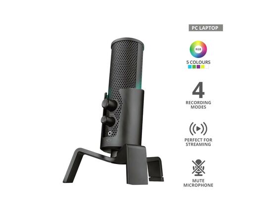 Мікрофон Trust GXT 258 Fyru USB 4-in-1 Streaming Microphone Black (23465), зображення 9 Мікрофон Trust GXT 258 Fyru USB 4-in-1 Streaming Microphone Black (23465), зображення 9